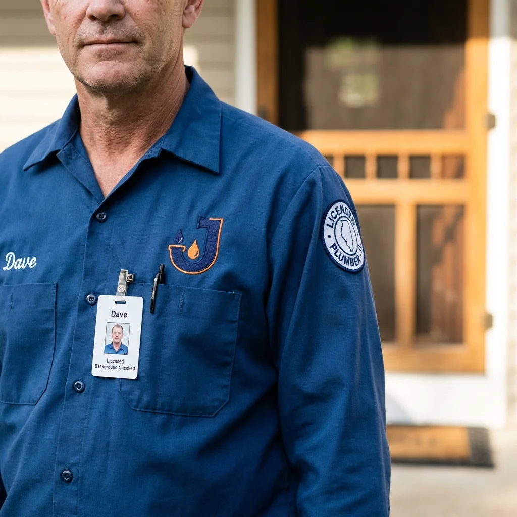 Licensed plumber showing ID badge in Virginia City, MT