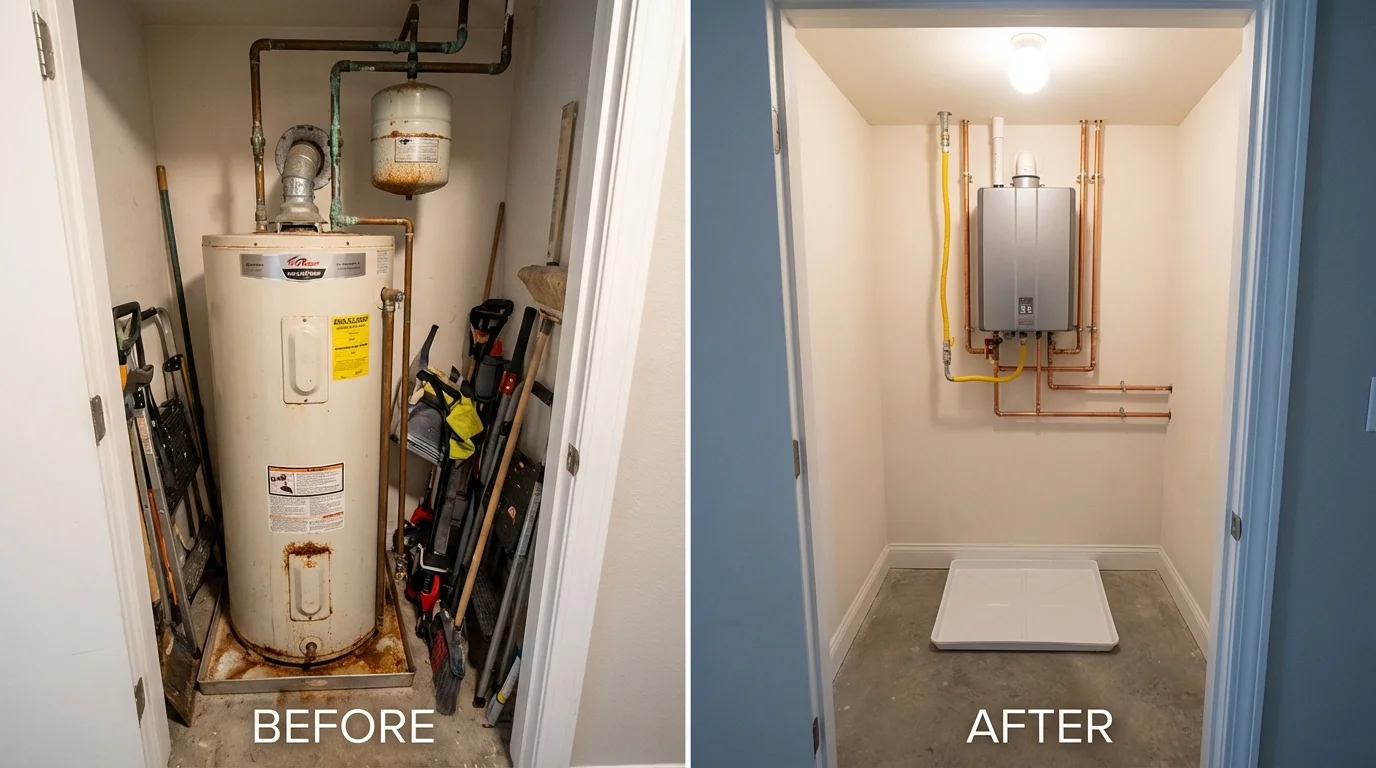 Tank water heater versus wall-mounted tankless unit comparison for Virginia City, MT homeowners
